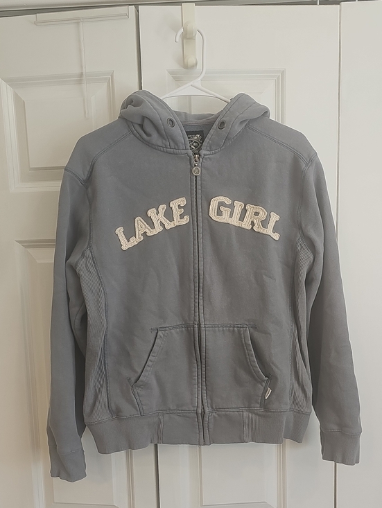 Lakegirl Tops - Lake Girl Hooded Zip-Up Sweatshirt - Gray